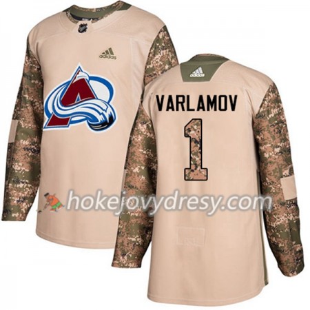 Pánské Hokejový Dres Colorado Avalanche Semyon Varlamov 1 Adidas 2017-2018 Camo Veterans Day Practice Authentic